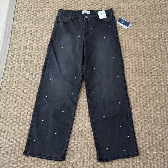 Abercrombie & Fitch Other - NWT Abercrombie Kids High Rise Wide Leg Black Wash Pearl Jeans Sz 17/18